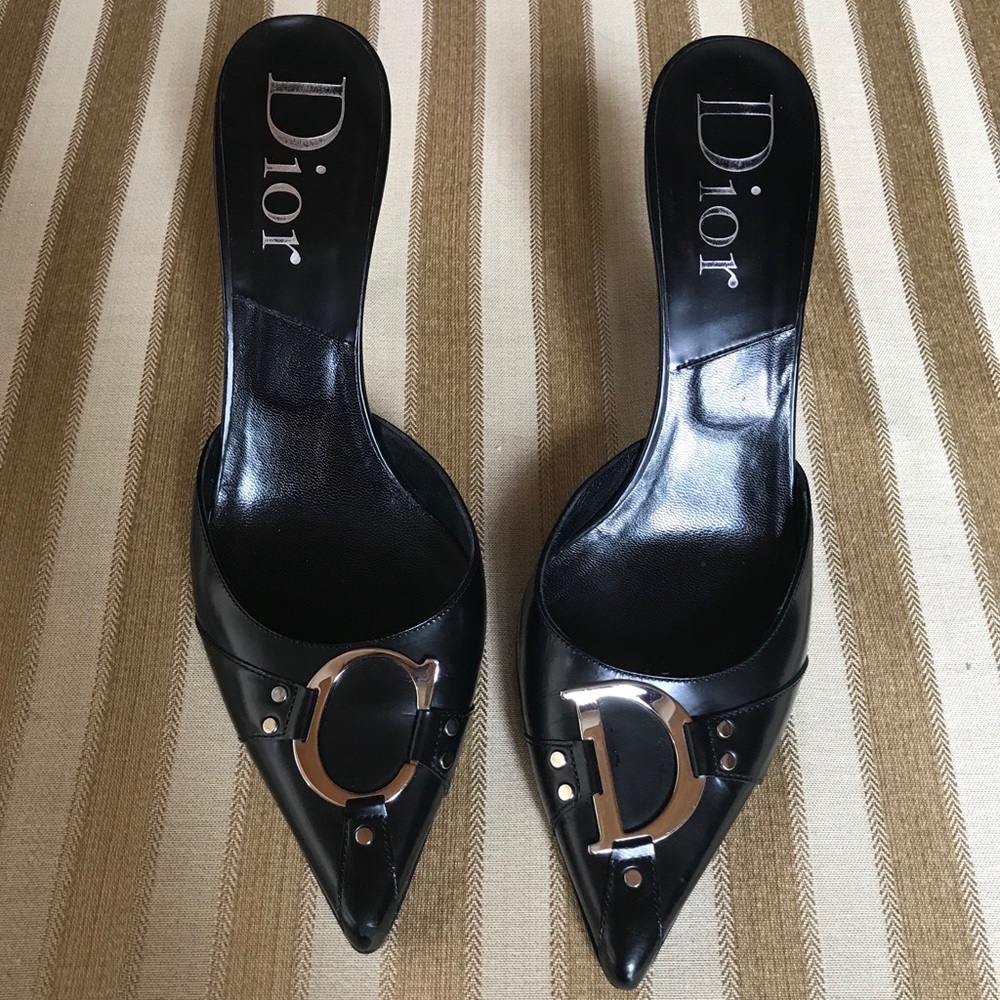 Christian Dior Black and Silver Heels